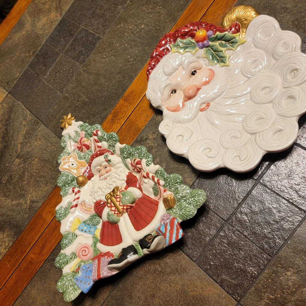 Fitz And Floyd Essentials Christmas Dish Set Canape Relish Candy‎ Lane Magolica